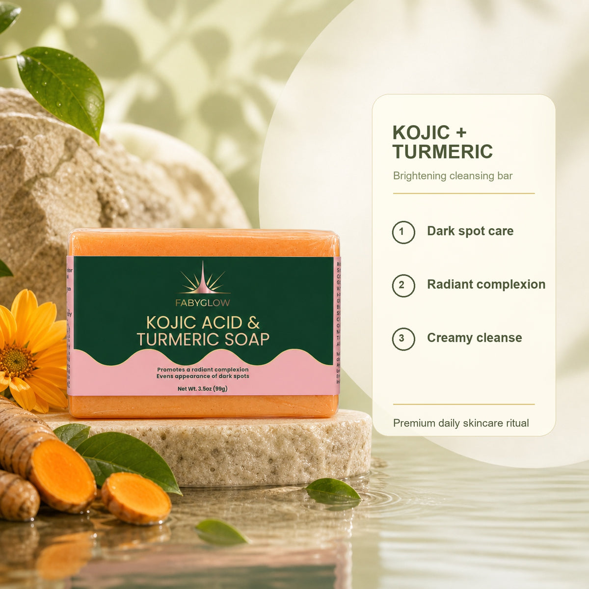 FABYGLOW Kojic Acid & Turmeric Soap